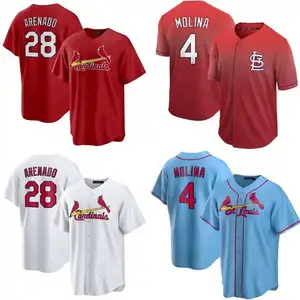 Jersey de béisbol de alta calidad para hombre, Jersey de béisbol cosido de St. Louis Cardinal 5, Albert Pujols 28, SCAR Arenado 4, Yadier Molina NK