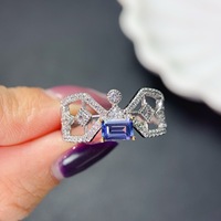 Factory Fashion Dainty Luxury 925 Sterling Silver Natural Trending Tanzanite Ring for Women's Wedding Party Birthday Gift