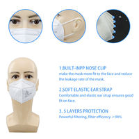Masque facial pliable FFP2 avec boucles d'oreille, disponible en OEM, respirateur non tissé à 5 couches, demi-masque pour la protection contre la poussière