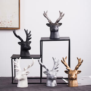 Adornos de cabeza de ciervo, decoración nórdica creativa para vitrina de vinos, decoración sencilla para la entrada, vitrina, decoración suave para el hogar, artesanías - Product Image 1