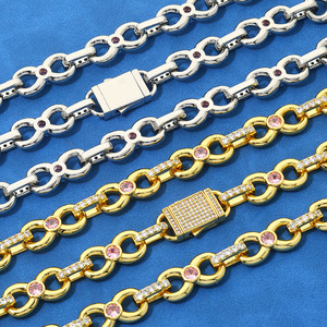 Fabrication sur mesure de bijoux hip-hop raffinés, collier à maillons sertis de pierres précieuses de 12 mm, collier à maillons en argent sterling 925, collier à maillons en moissanite - Product Image 4