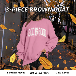 Oferta Especial: Traje de Terciopelo Marrón de 3 Piezas con Estampado de Letras, Estilo Casual de Otoño, Chaqueta Cruzada de Un Solo Botón - Product Image 2