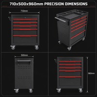Coffre de rangement d'outils mobile à 5 tiroirs avec plan de travail multi-compartiments et armoire roulante pour atelier d'usine et service