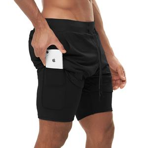Pantalones Cortos Deportivos de Compresión para Hombre, Personalizados al por Mayor, con Forro 2 en 1, de Malla Deportiva, para Gimnasio, con Bolsillo - Product Image 2