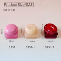 Wadah krim bentuk merah muda imut stoples Perona bibir 5g plastik kosmetik desain baru dengan tutup mangga dan tutup labu