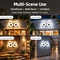Enseigne lumineuse LED pivotante grand format pour extérieur, étanche, pour devanture de magasin, en forme de M ou d'oreille de chat, avec effet œil d'ange