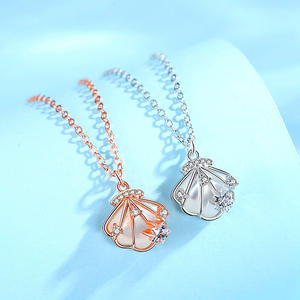 Cadeia Da-collar de cadena de Plata de Ley 925 para mujer, gargantilla de oro rosa, concha de clavícula - Product Image 3