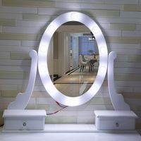 Coiffeuse blanche simple de style européen avec 5 tiroirs, miroir LED, pieds en bois massif et tabouret pour chambre à coucher