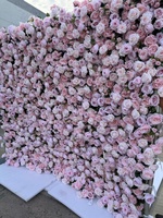Dinding Bunga Mawar Buatan Gradasi Dusty Pink, Dekorasi Latar Belakang Foto Pernikahan