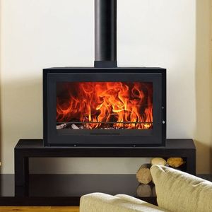 Cheminée d'occasion européenne Grand poêle à bois autoportant Haute efficacité <span class=keywords><strong>14</strong></span> <span class=keywords><strong>kW</strong></span> Chauffage intérieur avec flamme réelle - Product Image 1