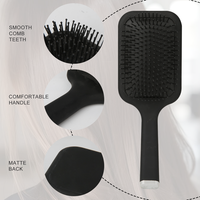 Brosse à cheveux démêlante noire de massage anti-frisottis du cuir chevelu avec grand coussin pour cheveux épais LOGO personnalisé