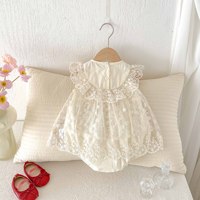 Combinaison pour bébé nouveau-né, filles, douce, sans manches, en dentelle et en maille