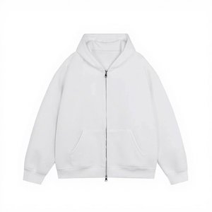 Men's Black Oversized Zip-Up Sweatshirt Stand Collar Knitted Casual Solid <b>Colour</b> Autumn Wear 2027 - Product Image 2