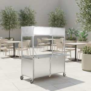 Chariot pliable portable en acier inoxydable pour glaces, café et aliments, avec 4 roues, type remorque, pour snacks, hot-dogs, bonbons - Product Image 3