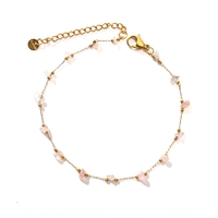Cadena de Tobillo de Acero Inoxidable Estilo Playa a la Moda, Tobilleras con Piedras Coloridas para Mujer