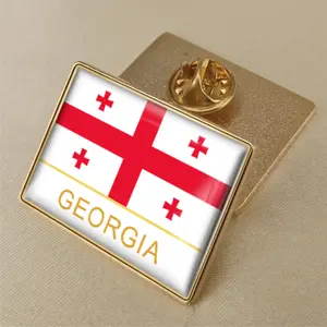 High quality Flag of georgia crystal gel drop badge brooch flag badges of all countries in the world