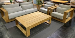 Juego de sofá de aluminio de lujo de grano de madera de transferencia de calor Juego de sofá de aluminio con aspecto de madera con impresión de calor 4 piezas Jardín Patio al aire libre - Product Image 3