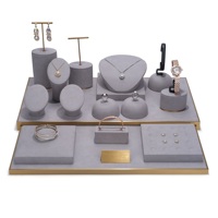 Bijouterie de luxe Vitrine style moderne Vitrine Ensemble Buste Collier Pendentifs Rack Métal Daim Cuir Bijoux Présentoir