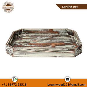 ถาดเสิร์ฟพร้อมด้ามจับถาดไม้ทำด้วยมือรูปทรงแปดเหลี่ยมดีไซน์หรูหราถาดไม้ไม้สนพร้อมด้ามจับ - Product Image 3