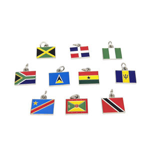 Pendentifs en métal prêts à l'emploi avec drapeaux d'Amérique du Sud, breloques personnalisées avec drapeaux de la Jamaïque, de la République Dominicaine, de Porto Rico et de Sainte-Lucie - Product Image 1