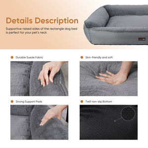 Coussin pour chien Howlsalute rectangulaire gris en polaire corail, résistant à l'eau, garnissage en mousse à mémoire de forme, moderne, doux, housse amovible et lavable, léger - Product Image 3