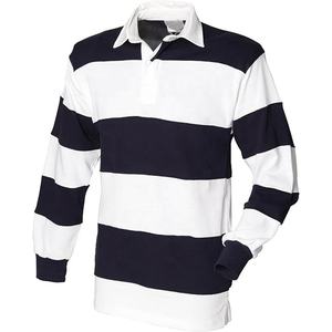 Hot Sale Langarm Rugby Jersey Herren Schwarz-und Halbweiß Rugby Trikots Einfarbig - Product Image 1