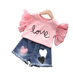 Ventes en gros d'été 2022, ensembles de vêtements pour enfants personnalisés, 2 pièces, mignons ensembles de vêtements pour bébés et enfants, dessins animés, pour filles - Product Image 1