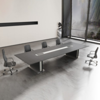 Table de conférence de bureau moderne minimaliste, écologique, durable, 12 places, avec prises électriques, design modulaire, pour usage scolaire et hôtelier, en bois
