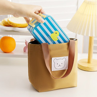 Boîte à lunch de dessin animé écologique mignon pique-nique sac de pochette alimentaire sac à main en toile recyclée petit sac fourre-tout pour filles enfants vente en gros