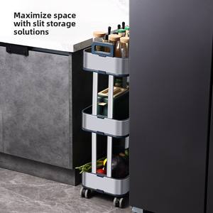 رف تخزين مطبخ نورديك الطراز من جيان هوي بثلاث طبقات غير قابل للطي، عربة متحركة ضيقة لتخزين الخضروات - Product Image 2