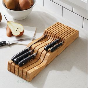 Porte-couteaux en bambou écologique avec capacité personnalisée pour le comptoir de cuisine, organisateur de rangement pour couteaux de chef - Product Image 4