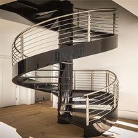 Ace Escaliers Escalier moderne et élégant en verre trempé Escalier circulaire en spirale avec cadre en acier inoxydable Escalier pour villa