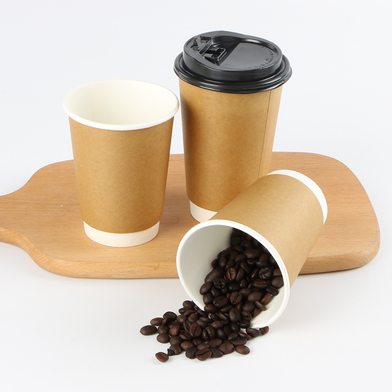 Custom Printed Logo Disposable Recycle 6oz 8oz 9oz 10oz 14 Oz 16oz Double Wall Hot Stamping Coffee Paper Cups With Lid