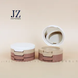 Jinze – boîte de fard à joues compacte, conteneur rond multicouche, emballage de poudre d'ombrage vide avec miroir