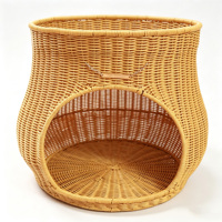 Panier tressé durable pour chat en rotin PP, résistant à la moisissure, respirant, facile à nettoyer, écologique, multifonctionnel, pour animaux de compagnie d'intérieur et chatons