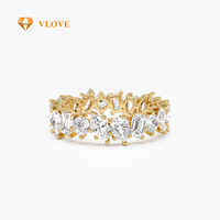 Bague Éternité Personnalisée VLOVE en Or Jaune 14K avec Diamants de Laboratoire Multi-Formes Certifiés de 1,85 CTW pour Alliance de Mariage