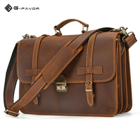 Sac à main vintage en cuir Crazy Horse pour homme, sacoche pour ordinateur portable de 15 pouces avec poche multicouche, logo personnalisé