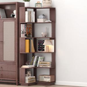 6 Tier L Shaped <b>Corner</b> Bookshelf Wooden <b>Bookcase</b> For Living Room Bedroom With Anti Tipping Design - Product Image 5