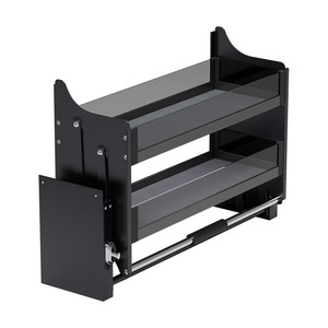 Cooper <b>Kitchen</b> Cabinet <b>Pull</b> <b>Out</b> <b>Basket</b> Double Layer Aluminum Alloy Lifting Mechanism Drawer Type Storage Rack - Product Image 2