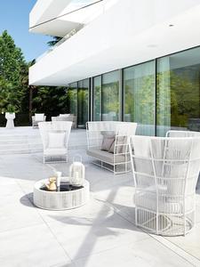 Chaises longues de jardin d'hôtel de loisirs, extérieur, aluminium, corde, chaise longue, lit de soleil avec table d'appoint - Product Image 6