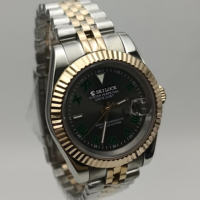 Montre mécanique SEILOCE Japon NH35, cadran sportif romain, design radis vert, multifonction, bracelet en acier, pour homme, affaires et décontracté