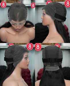 Pelucas de Cabello Humano Remy Brasileño Virgen, Lisas, con Frente de Encaje 13x4, sin Pegamento, Estilo Bob, Densidad 180%, Pre-Plucked, Transparentes, de Seda - Product Image 2