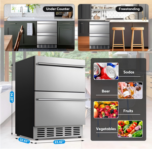 Réfrigérateur à boissons sous comptoir grande capacité pour la maison, la cuisine, l'hôtel, réfrigérateur compact intelligent en acier inoxydable avec tiroir - Product Image 6