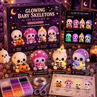 Kit d'artisanat DIY 3D perlé pour Halloween, ensemble de 4 figurines de sorcière, chaudron et corbeau, décoration de cadeau artisanal pour les fêtes