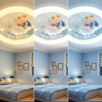 Ventilateur de plafond LED rond créatif à intensité variable avec personnage d'ours 3D pour l'espace de vie des enfants et l'environnement de chambre à coucher thématique