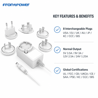 Adaptateur secteur 30W 9V 3A/12V 2.5A/24V 1.25A avec prises interchangeables US/EU/UK/AU/JP/KR/CN, chargeur AC/DC pour appareils IoT