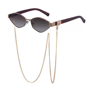 Gafas de sol Partagas Polygon con montura completa y cadena de aleación de cobre para mujer, estilo urbano - Product Image 5