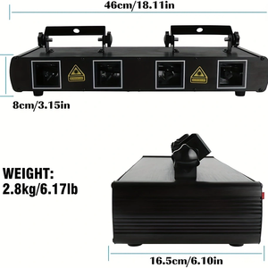 Luci per Feste di Natale, Laser DJ <span class=keywords><strong>Disco</strong></span> a 4 Fasci DMX con Controllo Vocale, Luci Ambientali Stroboscopiche, 90-240V, 2000-82000 Lumen - Product Image 5