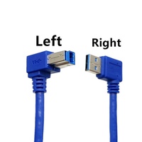 Kabel Printer USB 3.0 a Male Plug 90 Derajat ke USB 3.0 B Male 90 Derajat 0.3m