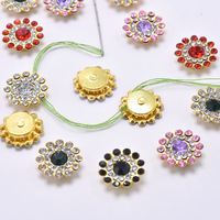 100 pièces de strass à coudre de 14 mm, motif fleur de tournesol, à griffes, en cristal à dos plat, base dorée, non thermocollants, fabriqués en Chine, pour robes de mariée et artisanat